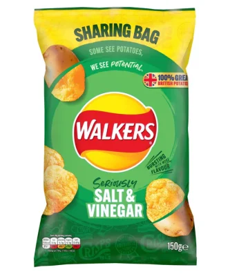 Walkers Salt & Vinegar Sharing Crisps 150g