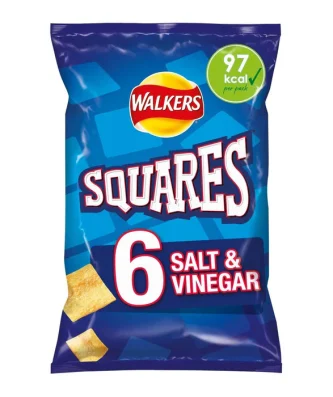 Walkers Squares Salt & Vinegar Snacks 6 per pack