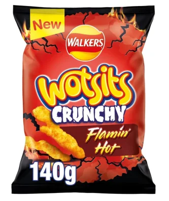Walkers Wotsits Crunchy Flamin' Hot Snacks 140g