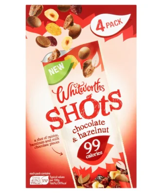 Whitworths Shots Snack Pack Chocolate & Hazelnut 4 per pack