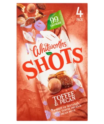 Whitworths Shots Snack Pack Toffee Pecan 4 per pack