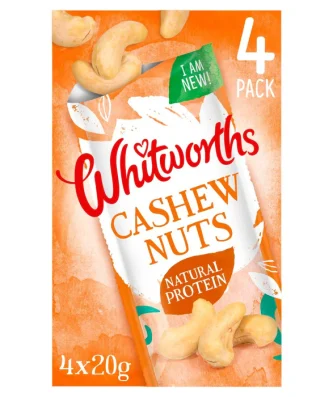 Whitworths Snacking Cashew Nuts 4 x 20g