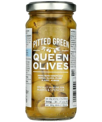 M&S Pitted Green Queen Olives 225g