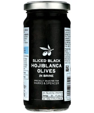 M&S Sliced Black Hojiblanca Olives in Brine 230g