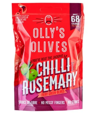Olly's Olives Chilli & Rosemary Green Halkidiki Olives The Bandit 50g