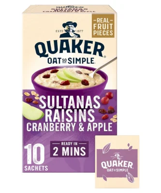 Quaker Oat So Simple Sultanas & Raisins Fruit Porridge 10 x 38.5g