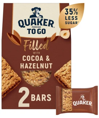Quaker Porridge To Go Filled with Cocoa & Hazelnut 2 x 65g