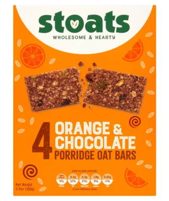 Stoats Orange & Chocolate Porridge Oat Bars 4 x 42g