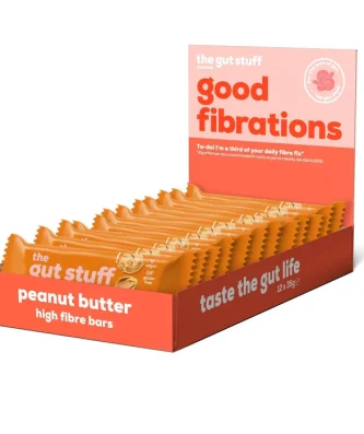 The Gut Stuff Good Fibrations Peanut Butter High Fibre Box of Bars 12 x 35g