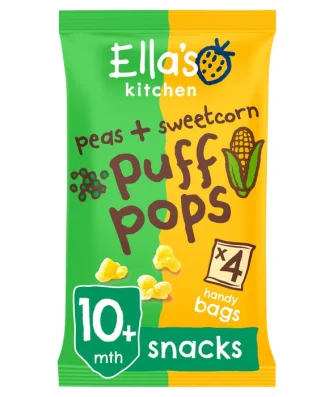Ella's Kitchen Peas and Sweetcorn Organic Puff Pops 10 mths+ Multipack 4 x 9g