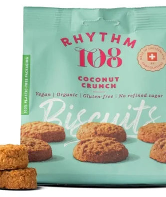 Rhythm 108 Swiss Vegan Coconut Crunch Biscuit Share Bag 135g - Special Offer