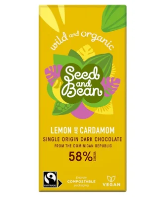 Seed & Bean Organic Dark Chocolate Bar 58% Lemon & Cardamom 85g