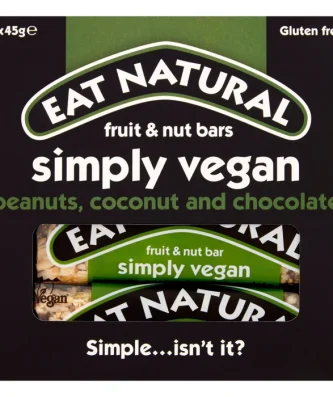Eat Natural Simply Vegan Peanuts Coconut & Chocolate Bars 3 x 45g