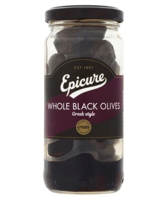 Epicure Greek Style Whole Black Olives 155g