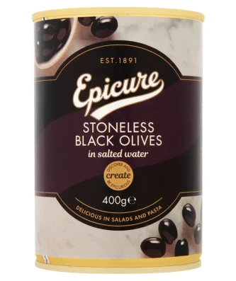 Epicure Stoneless Black Olives 400g
