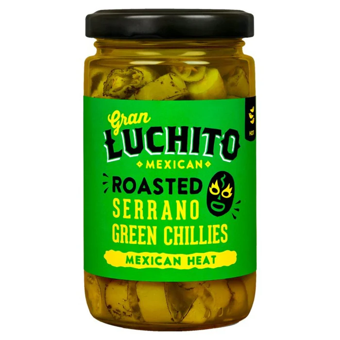 Gran Luchito Roasted Sliced Serrano Green Chillies for Fajita & Taco 215g - Special Offer