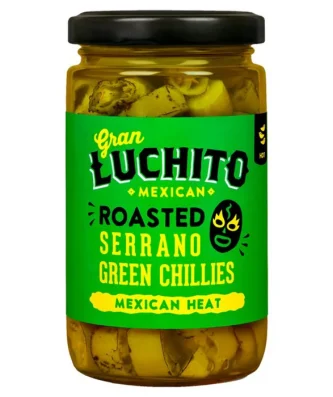 Gran Luchito Roasted Sliced Serrano Green Chillies for Fajita & Taco 215g