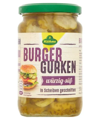 Kuhne Burger Crinkle Cut Gherkins 330g