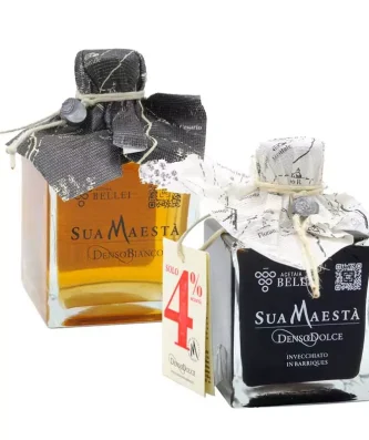 Acetaia Bellei Sua Maestà Vinegars Duo: Denso White and Denso Dolce with Balsamic Vinegar of Modena IGP 250 ml x 2