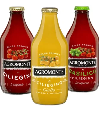 Agromonte Pasta Sauce Trio: Cherry Tomato, Cherry Tomato and Basil, Yellow Cherry Tomato 330 gr x 3
