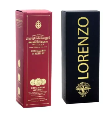 Giusti and Barbera Set: Balsamic Vinegar of Modena PGI 3 Gold Medals 250 ml and Extra Virgin Olive Oil Lorenzo n°1 500 ml