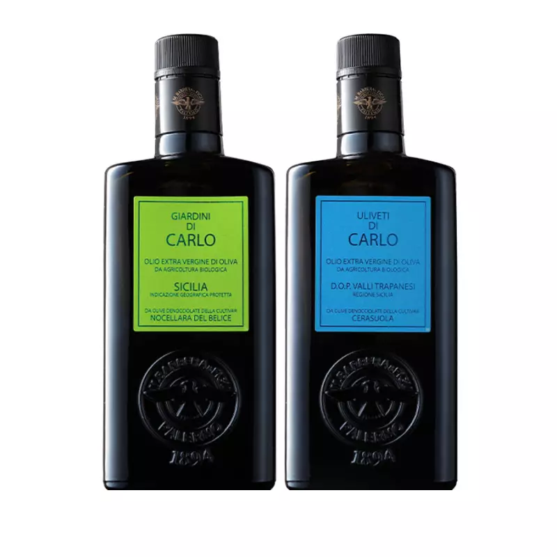 Bis Organic Extra Virgin Olive Oil Barbera Giardini di Carlo and Uliveti di Carlo 500 ml x 2