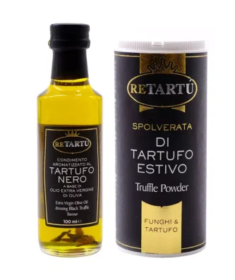 Black Truffle Set: Summer Truffle Powder 100 gr and Extra Virgin Olive Oil Condiment 100 ml