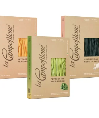 Campofilone Aromatic Egg Pasta Set: Squid ink, Chilli and Spinach 250 gr x 3