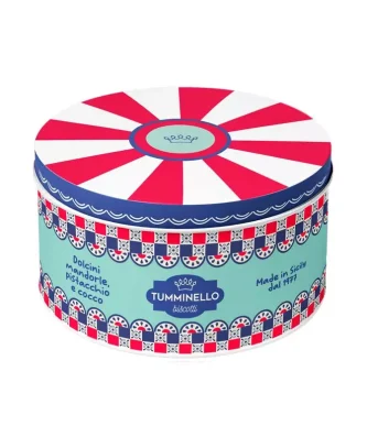 Cariddi Tin Box with assorted biscuits Almond Ricci, Pistachio Ricci and Coconut Pralines 120 gr