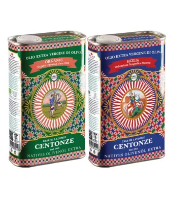 Centonze Iconic Can Duo: Organic Extra Virgin Olive Oil Nocellara and IGP Sicily 500 ml x 2