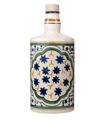 Ceramic Bottle Blue Stars with Organic Extra Virgin Olive Oil Monocultivar Nocellara del Belice 500 ml
