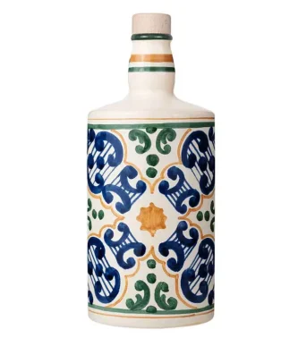 Ceramic Bottle Golden Sun with Organic Extra Virgin Olive Oil Monocultivar Nocellara del Belice 500 ml