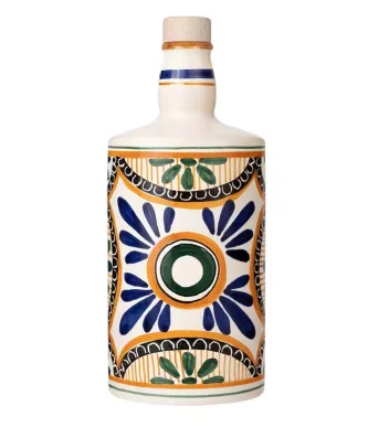 Ceramic Bottle Green Circle with Organic Extra Virgin Olive Oil Monocultivar Nocellara del Belice 500 ml