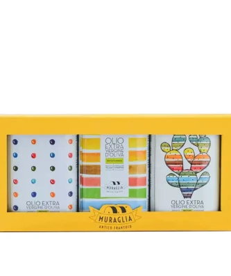 Colourful gift set Extra Virgin Olive Oil Frantoio Muraglia 250 ml x 3