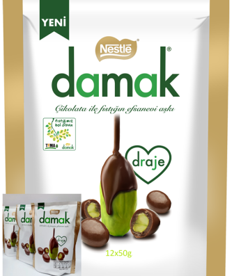 Nestle Damak Milk Chocolate Coated Pistachio Nuts 50g (12 Pack)