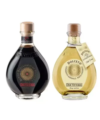 Due Vittorie White and Black Oro Duetto: Balsamic Vinegar of Modena PGI Oro and White Dolceto 250 ml x 2