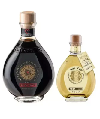 Due Vittorie White and Black Oro Set: Balsamic Vinegar of Modena PGI Oro 500 ml and White Dolceto 250 ml