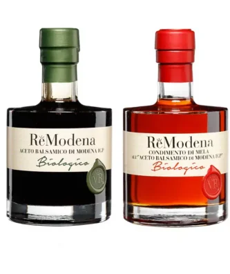 Duo ReModena Organic Balsamic Vinegar: Apple Dressing and Balsamic of Modena PGI 250 ml x 2