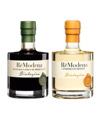 Duo ReModena Organic Vinegar: White Dressing and Balsamic of Modena PGI 250 ml x 2