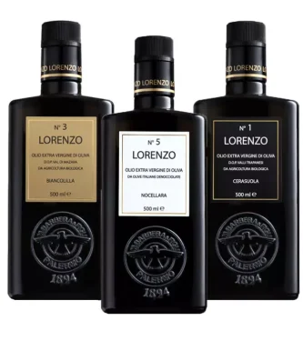 Extra Virgin Olive Oil Tasting Set Barbera Lorenzo N° 1, Lorenzo N° 3 and Lorenzo N° 5 500 ml x 3