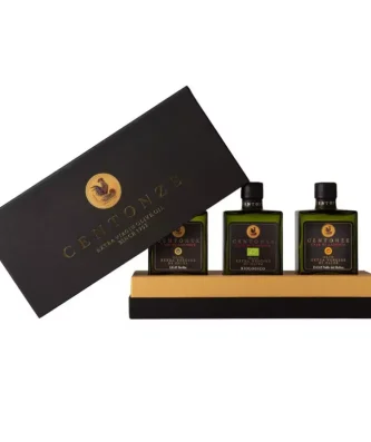Gift Box Extra Virgin Olive Oil Centonze : Sicilia PGI, Organic Nocellara, PDO Valle del Belice 200 ml x 3