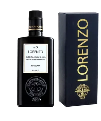 Gift Box Pitted Monocultivar Nocellara Extra Virgin Olive Oil Lorenzo N° 5 500 ml