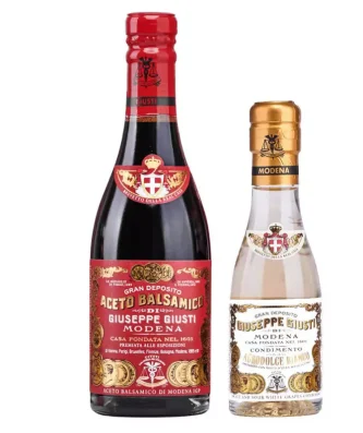Giusti Set Balsamic Vinegar of Modena PGI 3 Gold Medals "Riccardo Giusti" 250 ml and White Condiment 100 ml