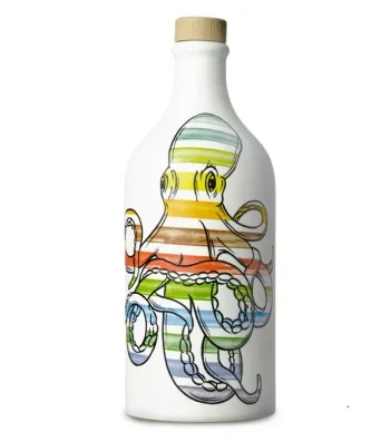 Handmade Ceramic Jar Polpo with Monocultivar Peranzana Extra Virgin Olive Oil 500 ml