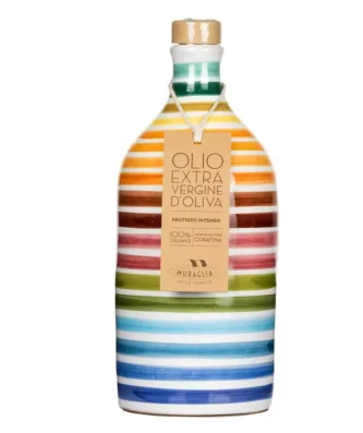 Handmade Ceramic Jar Rainbow with Monocultivar Coratina Extra Virgin Olive Oil 500 ml
