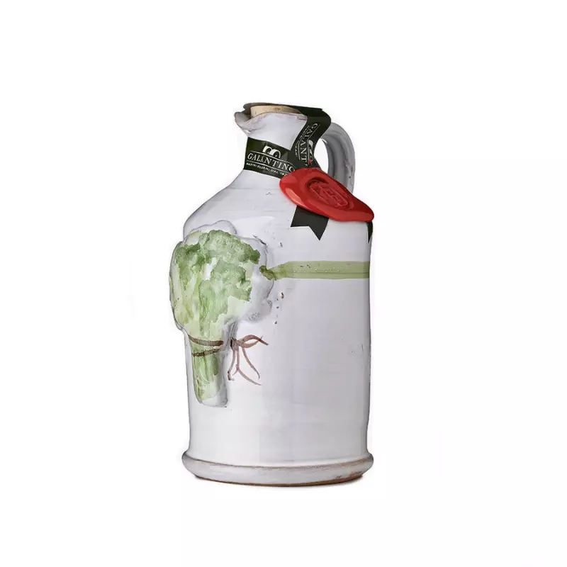 Handmade Ceramic Jar with Extra Virgin Olive Oil and Basil 250 ml