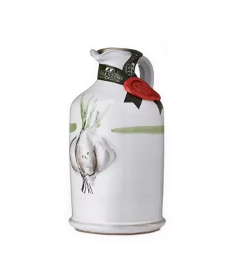 Handmade Ceramic Jar with Extra Virgin Olive Oil and Garlic 250 ml