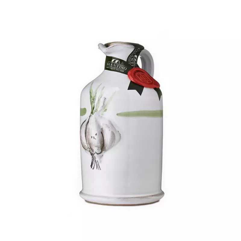 Handmade Ceramic Jar with Extra Virgin Olive Oil and Garlic 250 ml