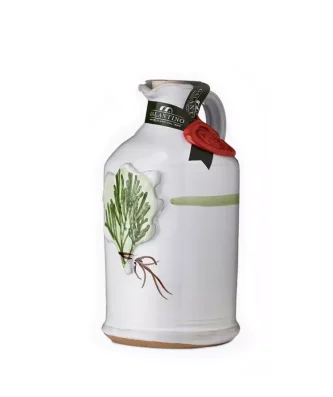 Handmade Ceramic Jar with Extra Virgin Olive Oil and rosemary 250 ml