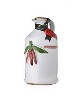Handmade Ceramic Jar with Extra Virgin Olive Oil with Chili Pepper 250 ml